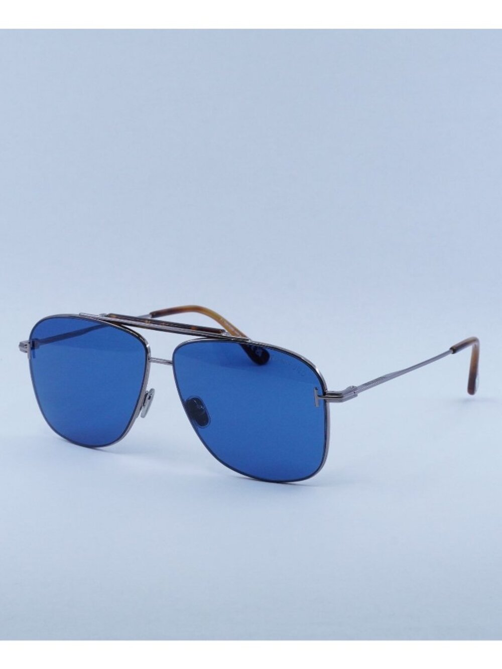 Tom Ford Jaden FT1017 14V Sunglasses Ruthenium Aviator Frame, Blue Lenses